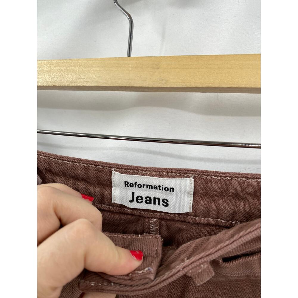 reformation brown Lexi Wide-Leg High-Rise Organic-Denim Jeans - Picture 7 of 8